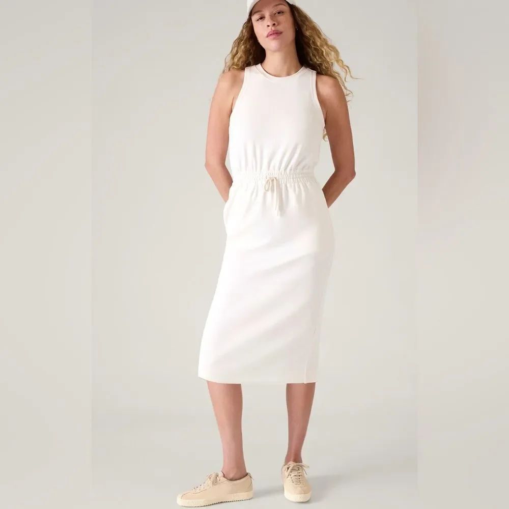 Athleta Seasoft Midi Dress Magnolia White XS